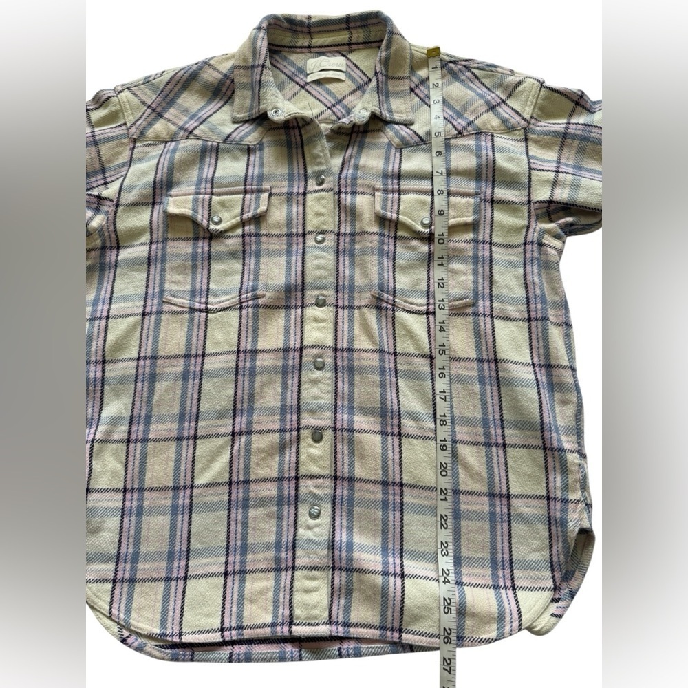 J. Crew Reimagined Thick Flannel Pockets 100% Cotton Pearl snap Button Size  8 - Picture 11 of 14